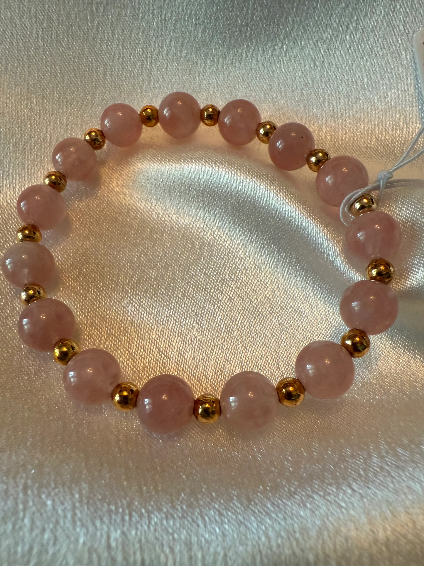 Love Activated Madagascar Rose Quartz Healing Bracelet - Gold Filled