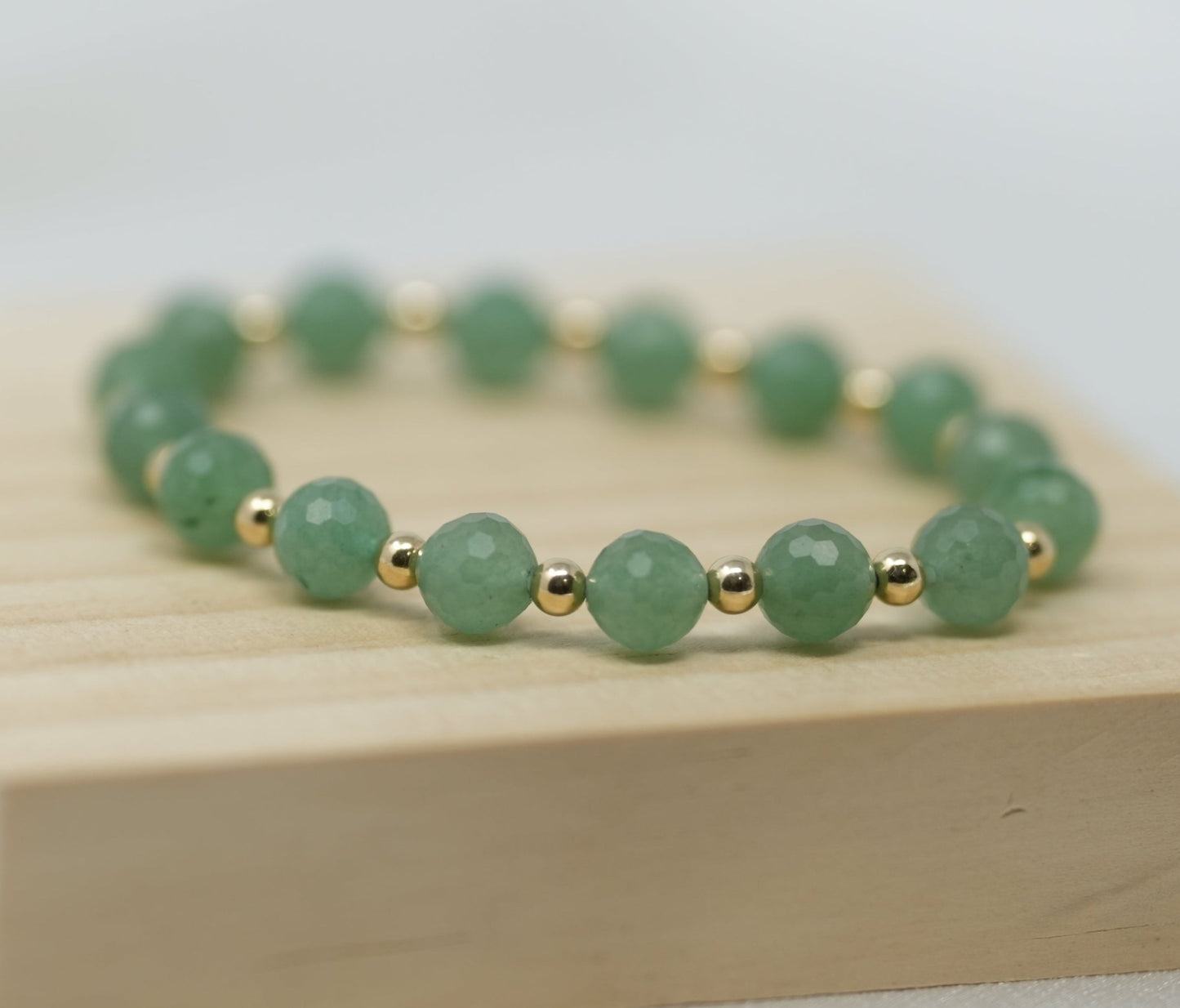 Opportunity Activated Green Aventurine (Faceted) Healing Bracelet - Gold Filled