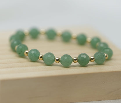 Opportunity Activated Green Aventurine (Faceted) Healing Bracelet - Gold Filled