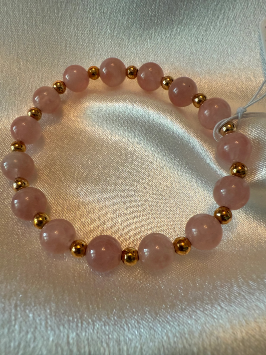 Love Activated Madagascar Rose Quartz Healing Bracelet - Gold Filled